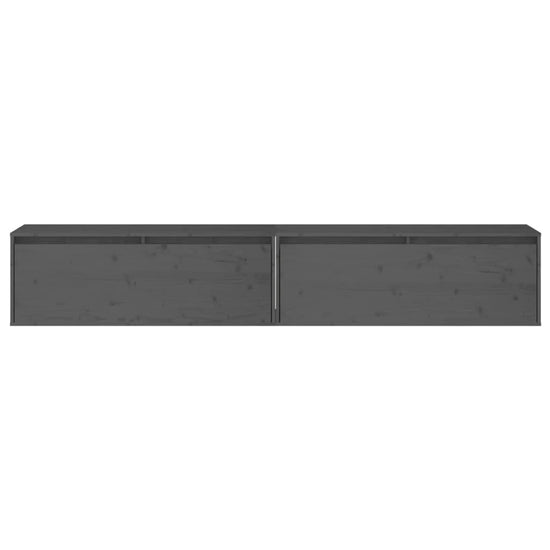 Wandkasten 2 st 100x30x35 cm massief grenenhout grijs MeubelReus