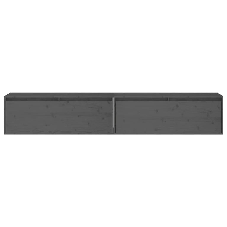 Wandkasten 2 st 100x30x35 cm massief grenenhout grijs MeubelReus