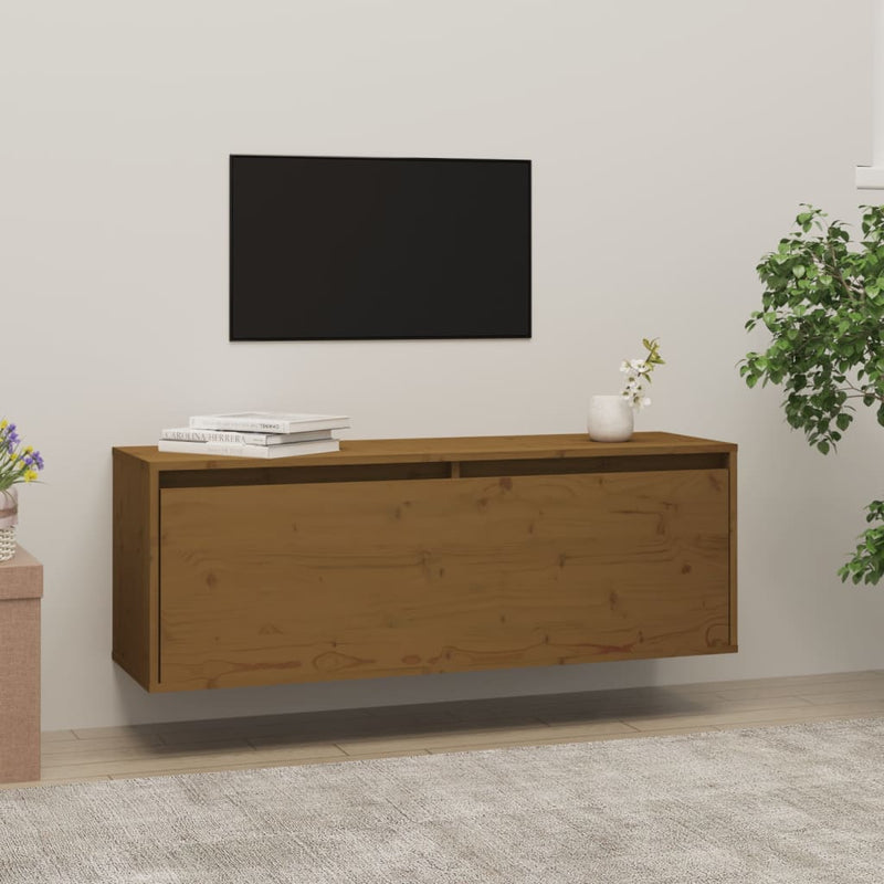 Wandkast 100x30x35 cm massief grenenhout honingbruin MeubelReus