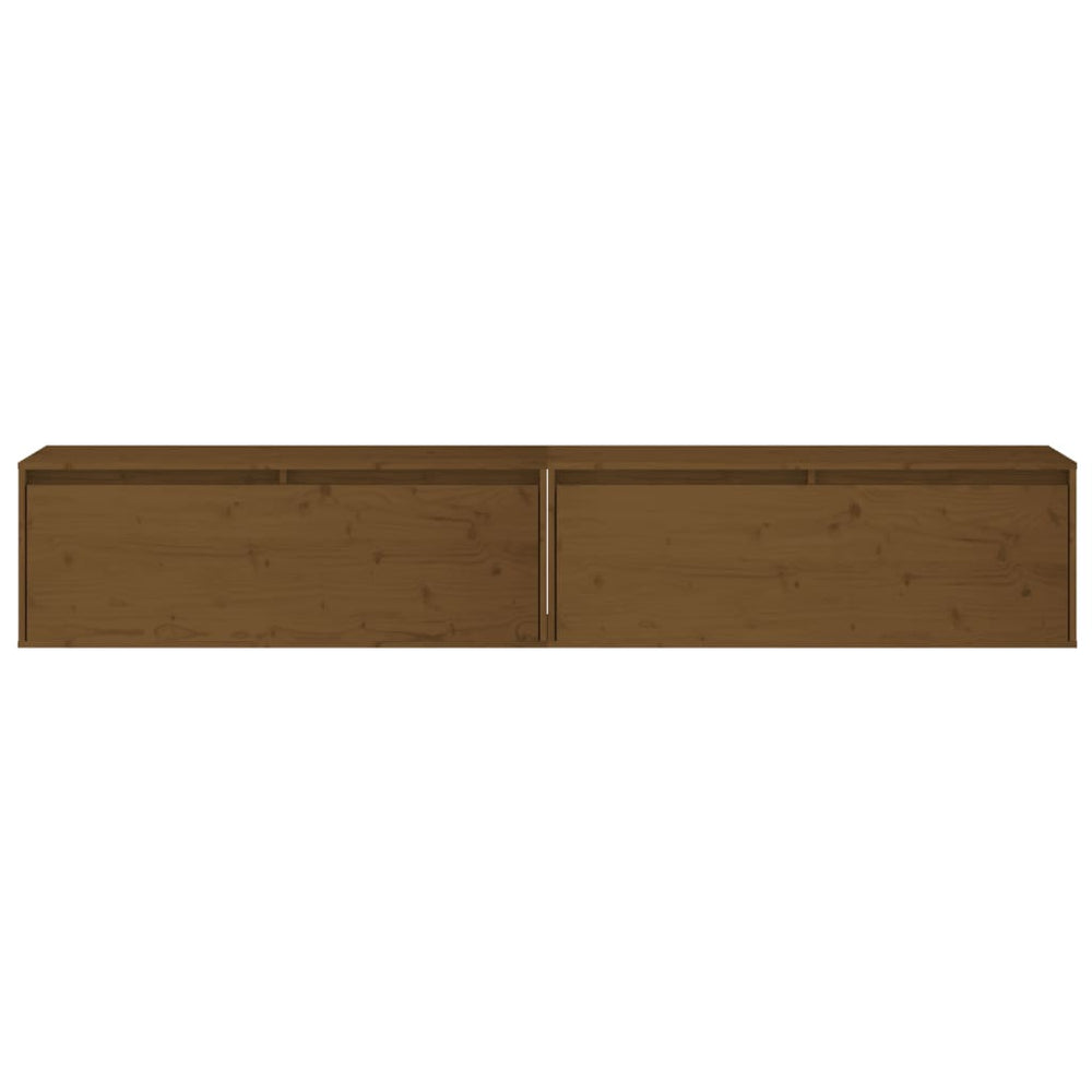 Wandkasten 2 st 100x30x35 cm massief grenenhout honingbruin MeubelReus