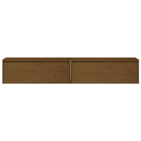 Wandkasten 2 st 100x30x35 cm massief grenenhout honingbruin MeubelReus