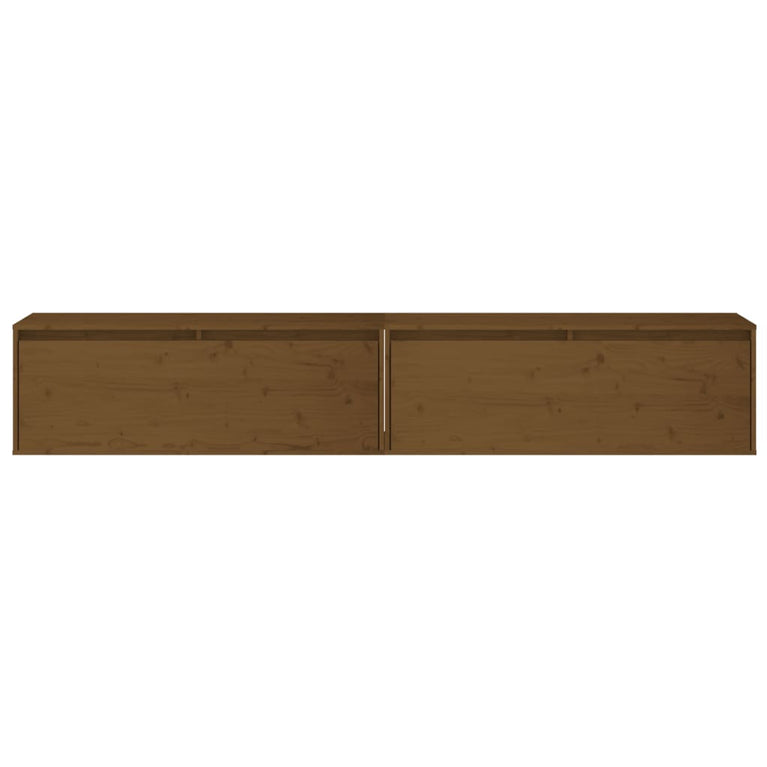 Wandkasten 2 st 100x30x35 cm massief grenenhout honingbruin MeubelReus