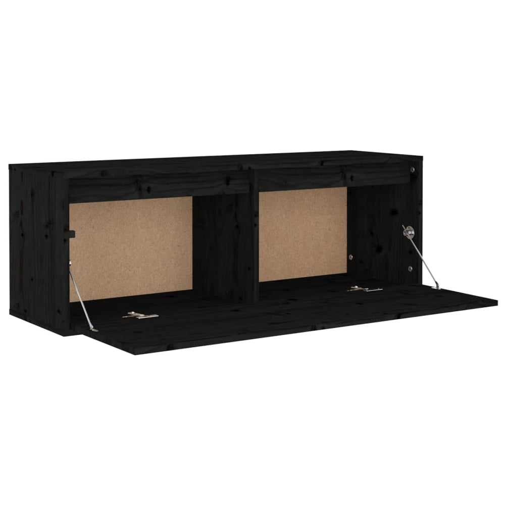 Wandkast 100x30x35 cm massief grenenhout zwart MeubelReus
