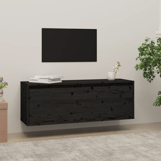 Wandkast 100x30x35 cm massief grenenhout zwart MeubelReus