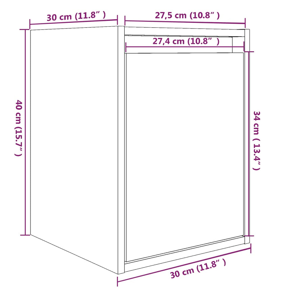 Wandkast 30x30x40 cm massief grenenhout wit MeubelReus