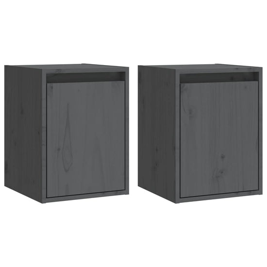 Wandkasten 2 st 30x30x40 cm massief grenenhout grijs MeubelReus