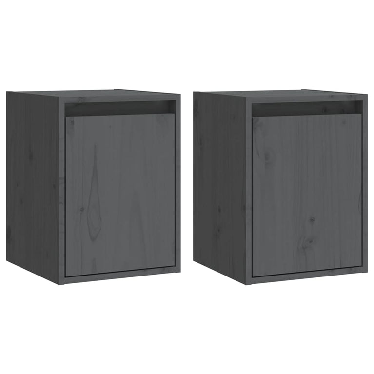 Wandkasten 2 st 30x30x40 cm massief grenenhout grijs MeubelReus