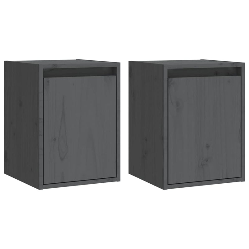 Wandkasten 2 st 30x30x40 cm massief grenenhout grijs MeubelReus