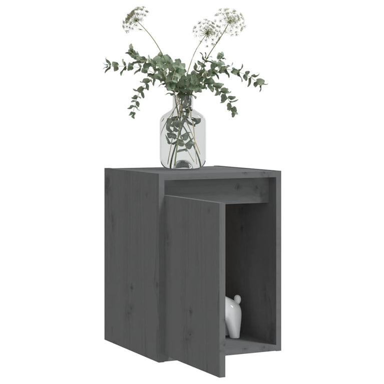 Wandkasten 2 st 30x30x40 cm massief grenenhout grijs MeubelReus