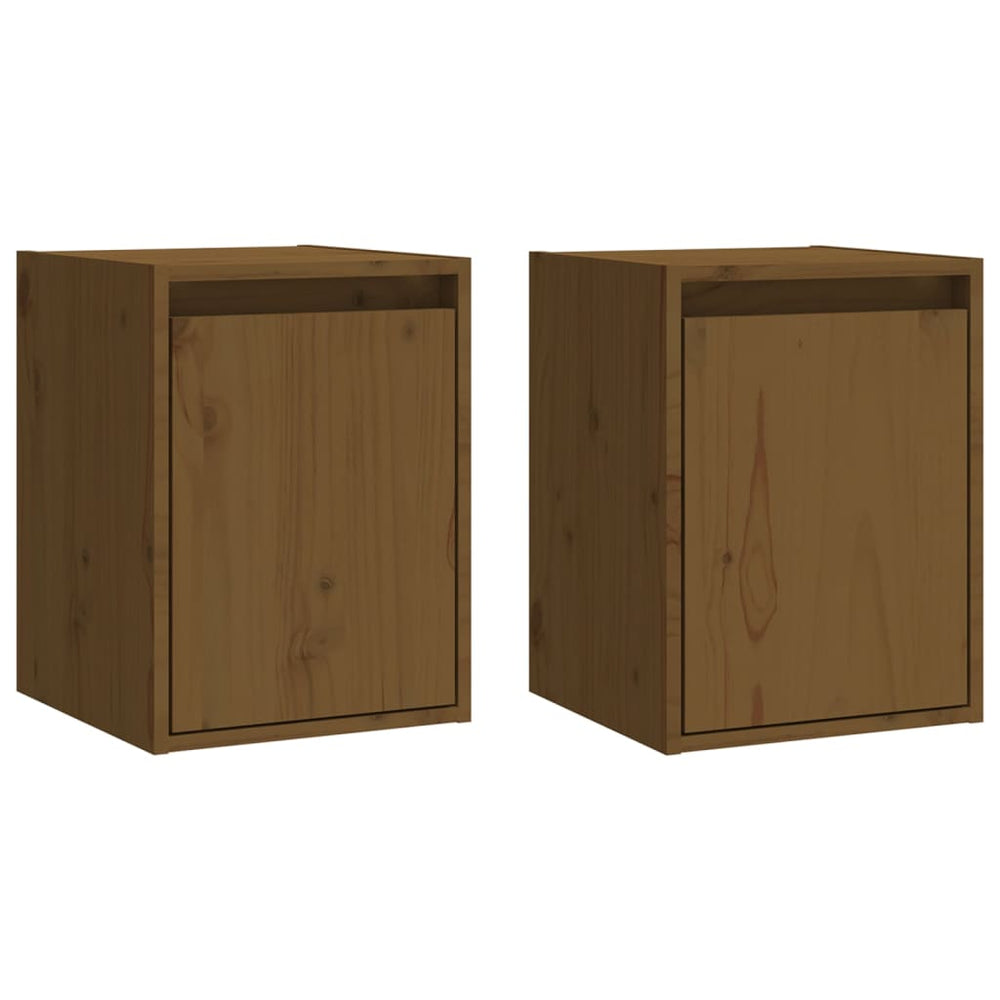 Wandkasten 2 st 30x30x40 cm massief grenenhout honingbruin MeubelReus