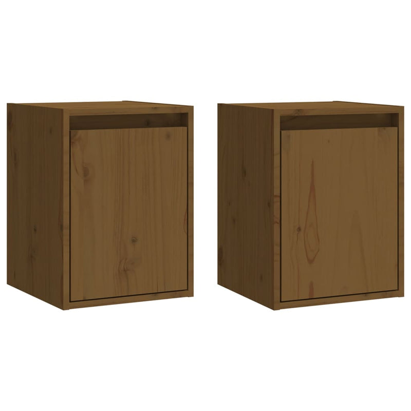 Wandkasten 2 st 30x30x40 cm massief grenenhout honingbruin MeubelReus