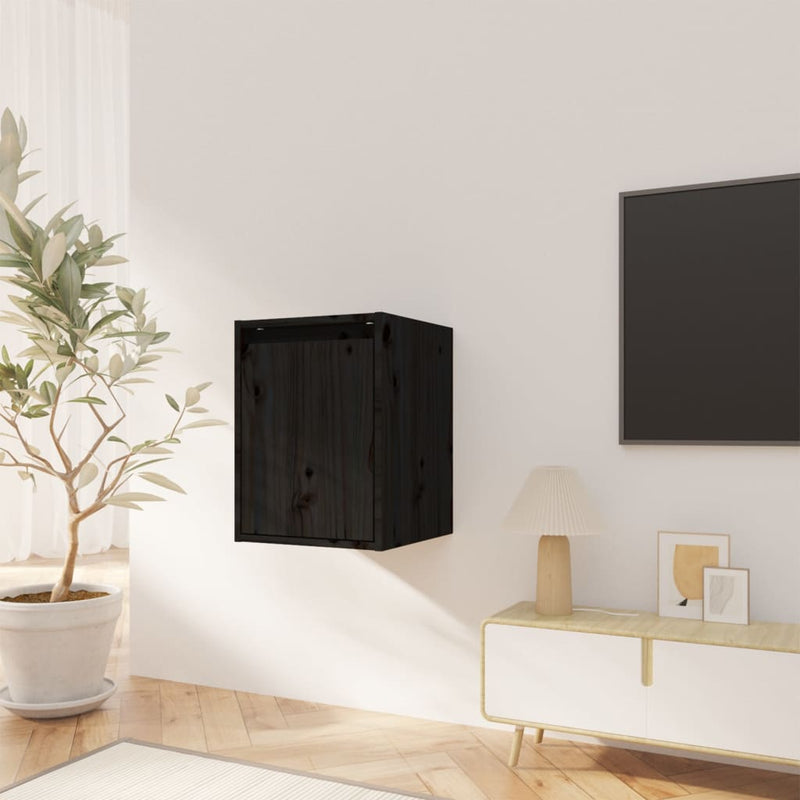 Wandkast 30x30x40 cm massief grenenhout zwart MeubelReus