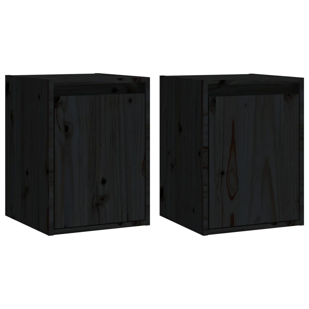Wandkasten 2 st 30x30x40 cm massief grenenhout zwart MeubelReus