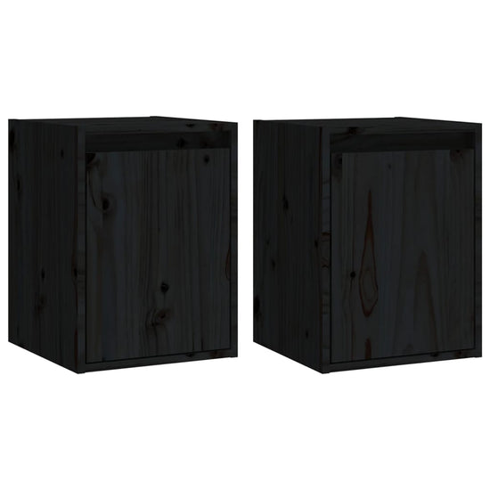 Wandkasten 2 st 30x30x40 cm massief grenenhout zwart MeubelReus