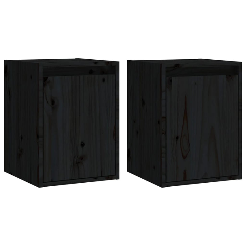 Wandkasten 2 st 30x30x40 cm massief grenenhout zwart MeubelReus