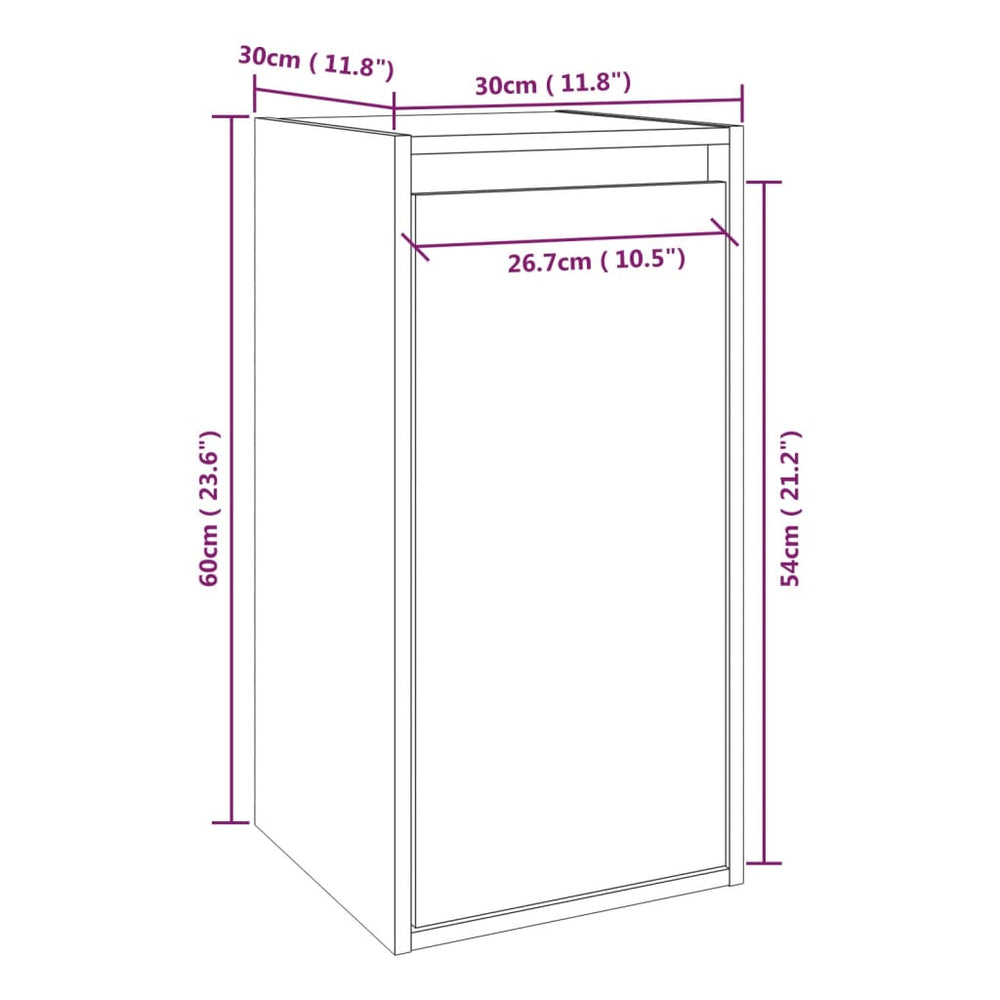 Wandkast 30x30x60 cm massief grenenhout grijs MeubelReus