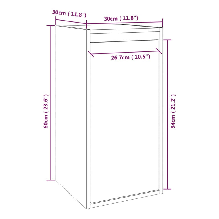 Wandkast 30x30x60 cm massief grenenhout grijs MeubelReus