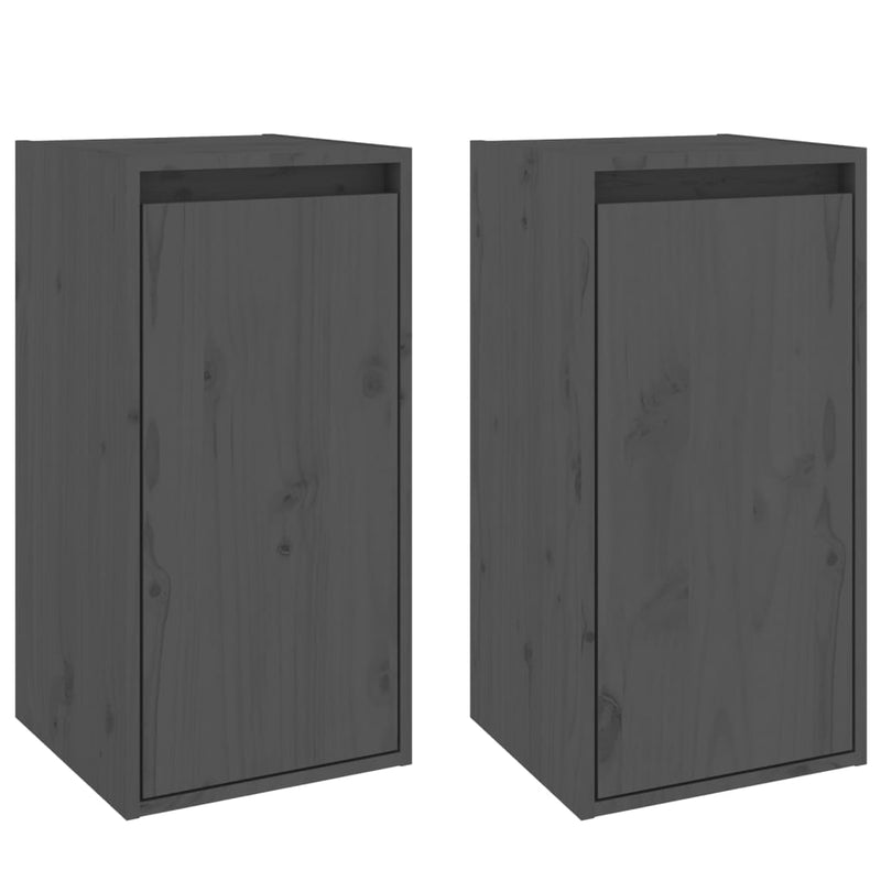 Wandkasten 2 st 30x30x60 cm massief grenenhout grijs MeubelReus