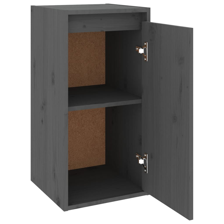 Wandkasten 2 st 30x30x60 cm massief grenenhout grijs MeubelReus