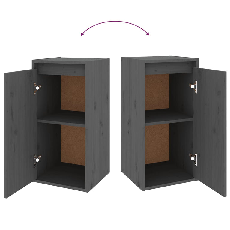 Wandkasten 2 st 30x30x60 cm massief grenenhout grijs MeubelReus