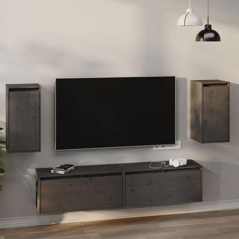 Wandkasten 2 st 30x30x60 cm massief grenenhout grijs MeubelReus