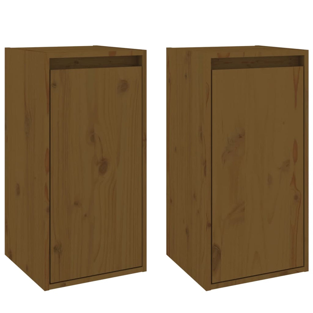 Wandkasten 2 st 30x30x60 cm massief grenenhout honingbruin MeubelReus