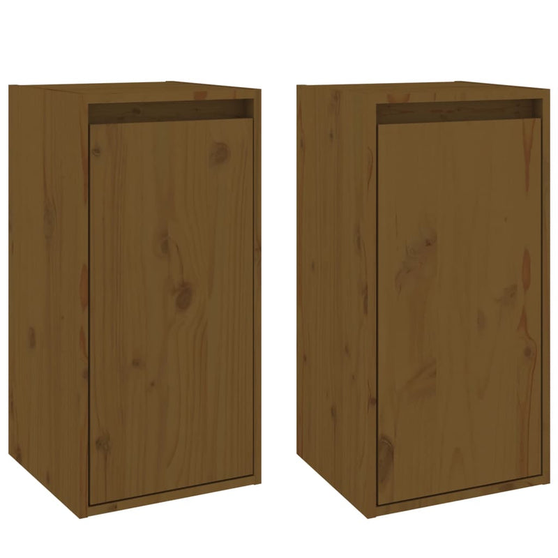 Wandkasten 2 st 30x30x60 cm massief grenenhout honingbruin MeubelReus
