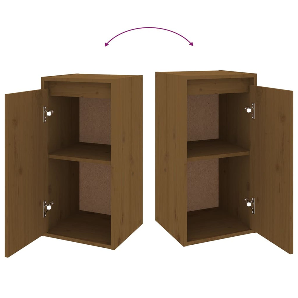 Wandkasten 2 st 30x30x60 cm massief grenenhout honingbruin MeubelReus
