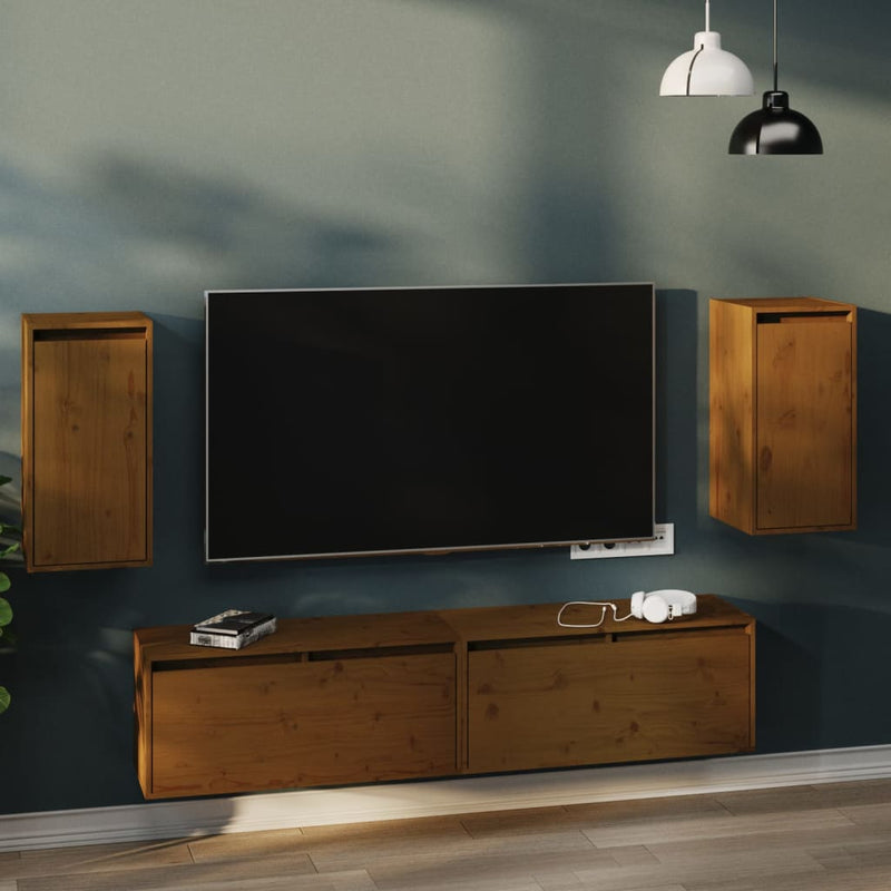 Wandkasten 2 st 30x30x60 cm massief grenenhout honingbruin MeubelReus
