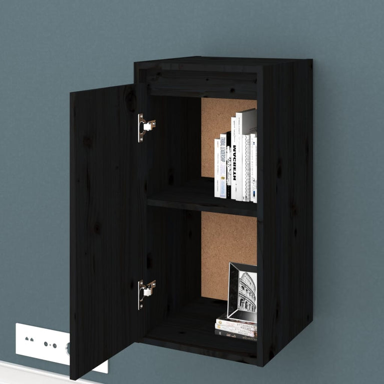 Wandkast 30x30x60 cm massief grenenhout zwart MeubelReus