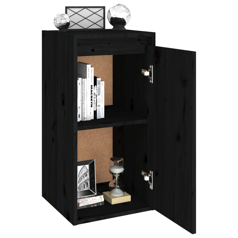 Wandkast 30x30x60 cm massief grenenhout zwart MeubelReus