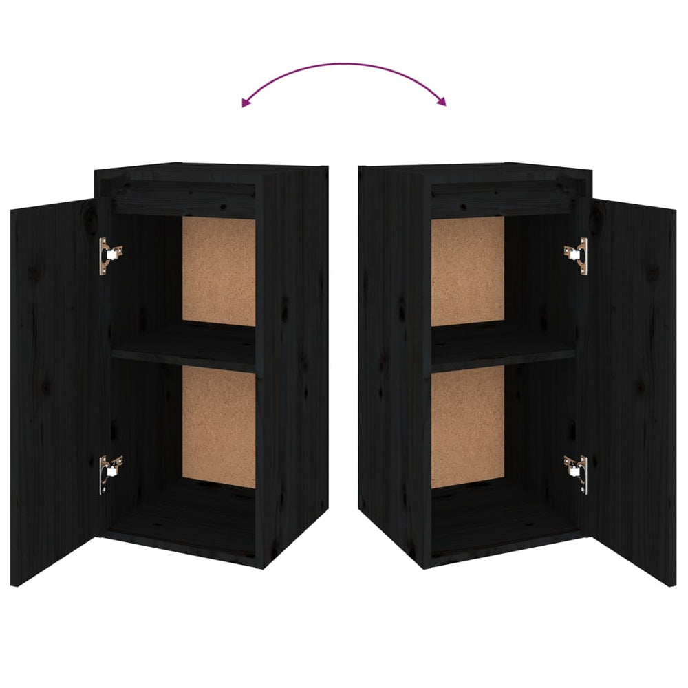 Wandkast 30x30x60 cm massief grenenhout zwart MeubelReus