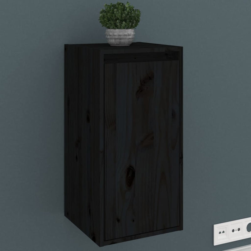Wandkast 30x30x60 cm massief grenenhout zwart MeubelReus
