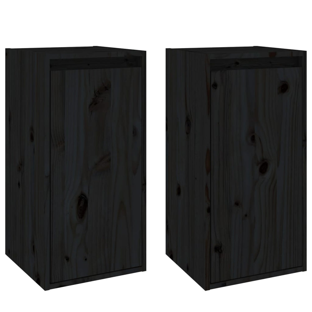 Wandkasten 2 st 30x30x60 cm massief grenenhout zwart MeubelReus