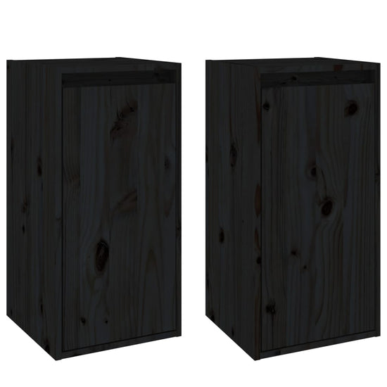 Wandkasten 2 st 30x30x60 cm massief grenenhout zwart MeubelReus