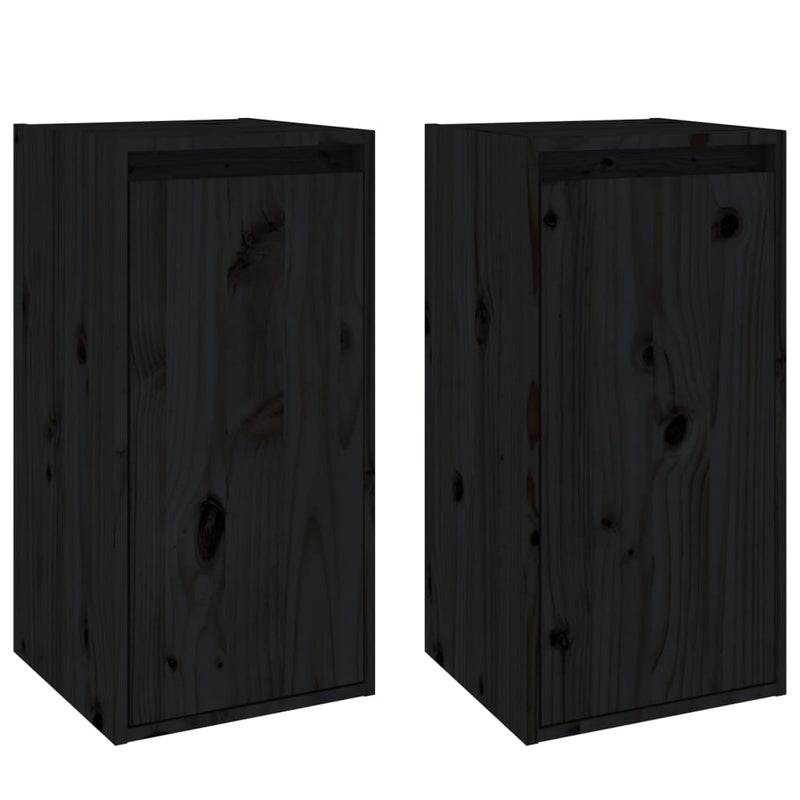 Wandkasten 2 st 30x30x60 cm massief grenenhout zwart MeubelReus