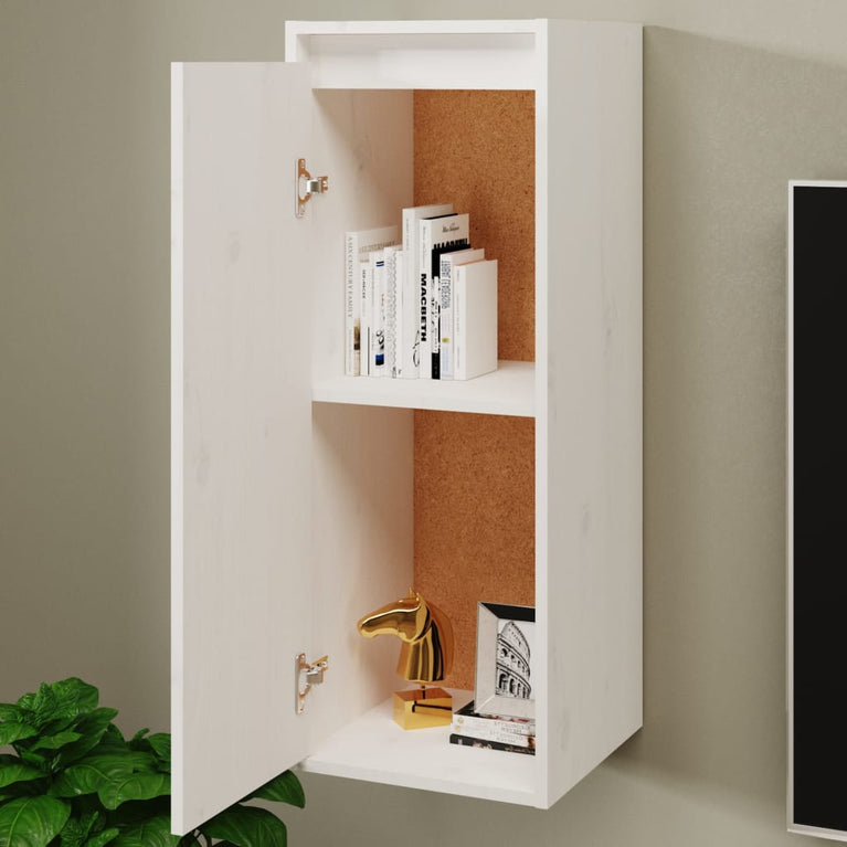 Wandkast 30x30x80 cm massief grenenhout wit MeubelReus