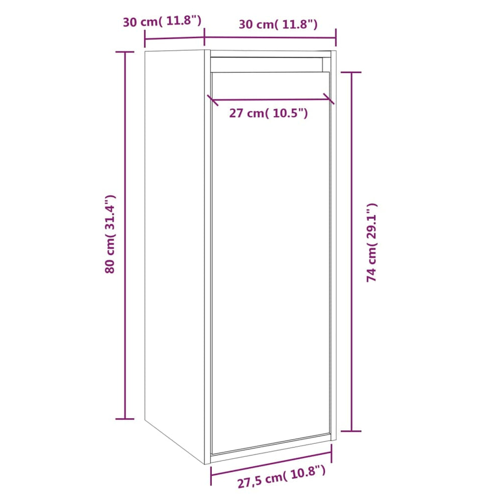 Wandkast 30x30x80 cm massief grenenhout wit MeubelReus