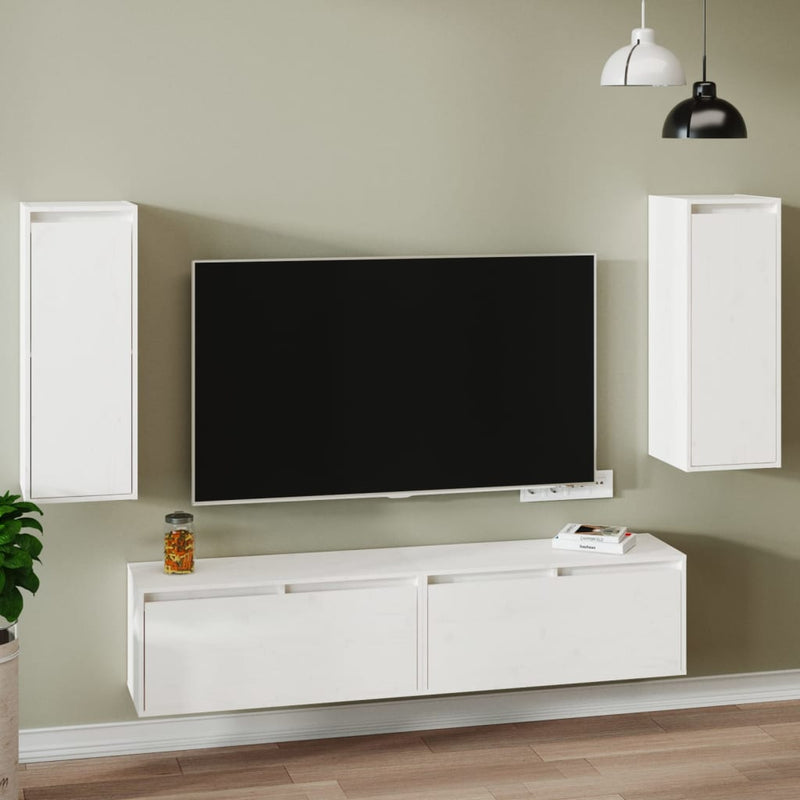 Wandkasten 2 st 30x30x80 cm massief grenenhout wit MeubelReus