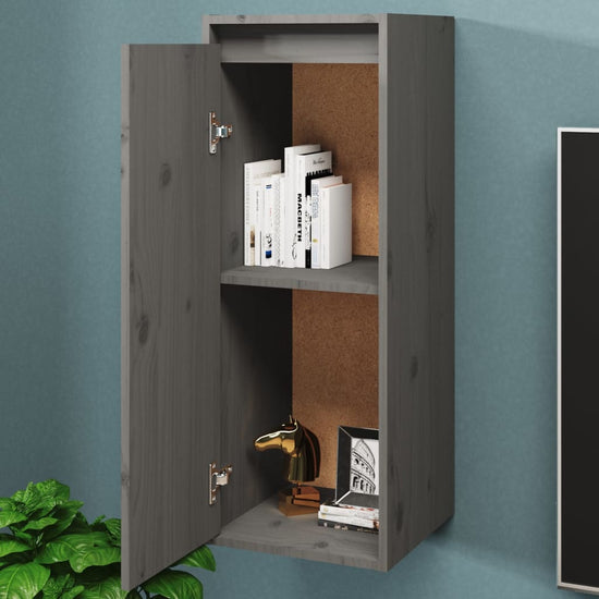 Wandkast 30x30x80 cm massief grenenhout grijs MeubelReus
