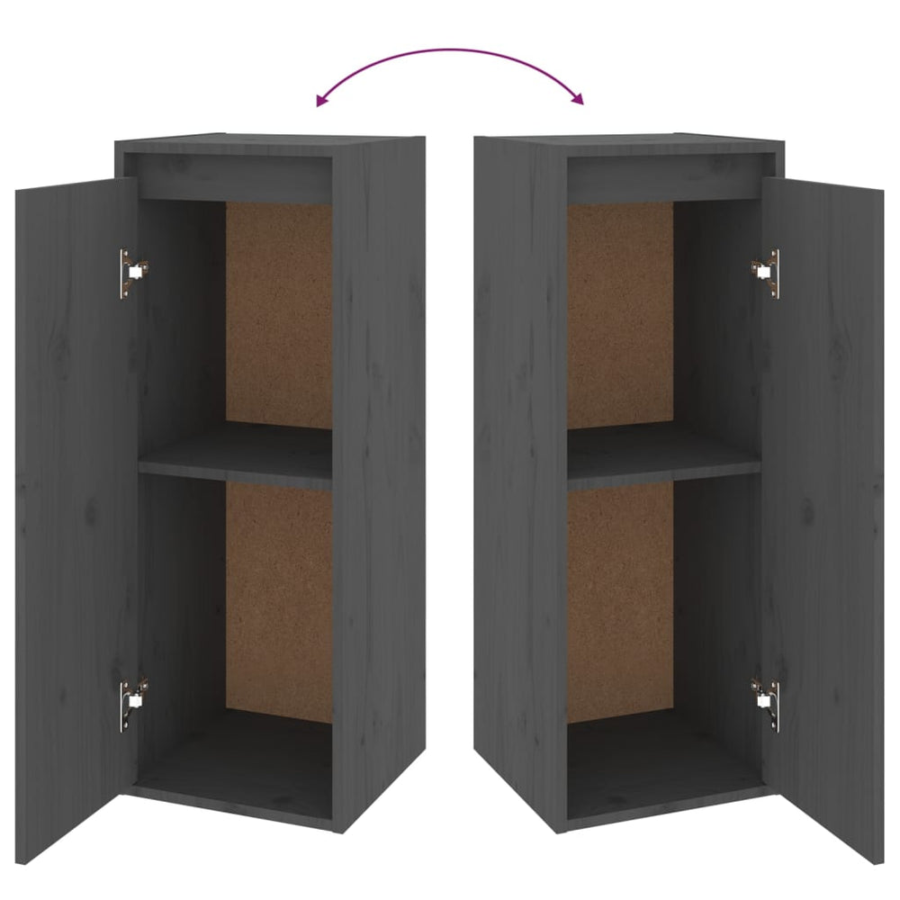 Wandkast 30x30x80 cm massief grenenhout grijs MeubelReus