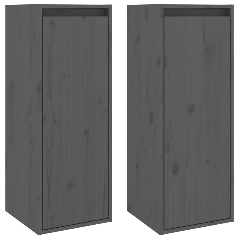 Wandkasten 2 st 30x30x80 cm massief grenenhout grijs MeubelReus