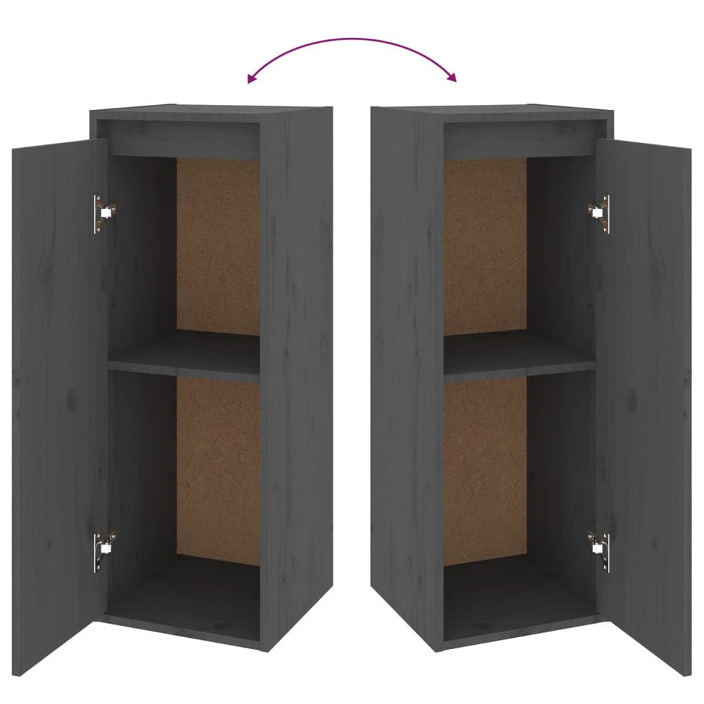 Wandkasten 2 st 30x30x80 cm massief grenenhout grijs MeubelReus