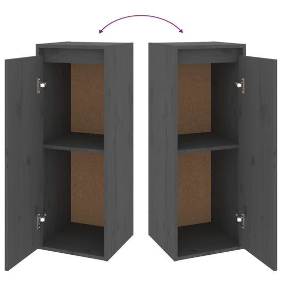 Wandkasten 2 st 30x30x80 cm massief grenenhout grijs MeubelReus