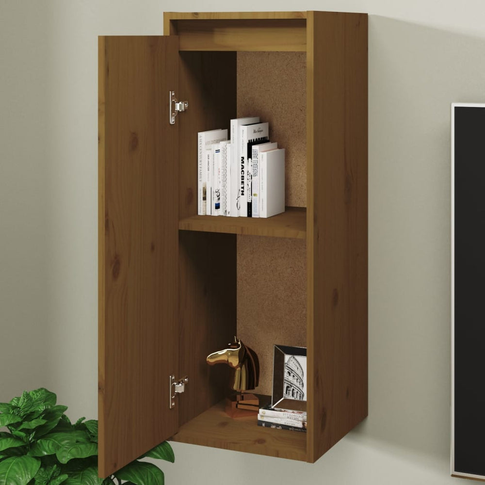 Wandkast 30x30x80 cm massief grenenhout honingbruin MeubelReus