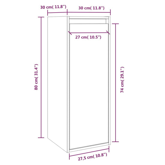 Wandkast 30x30x80 cm massief grenenhout honingbruin MeubelReus