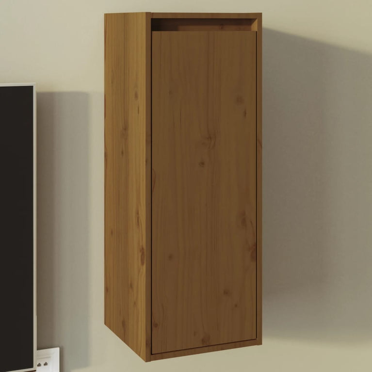 Wandkast 30x30x80 cm massief grenenhout honingbruin MeubelReus