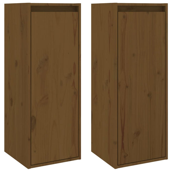 Wandkasten 2 st 30x30x80 cm massief grenenhout honingbruin MeubelReus