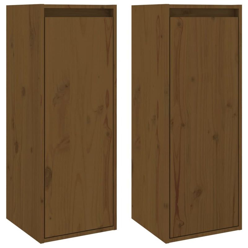 Wandkasten 2 st 30x30x80 cm massief grenenhout honingbruin MeubelReus