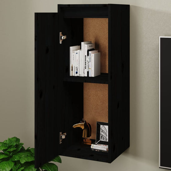 Wandkast 30x30x80 cm massief grenenhout zwart MeubelReus